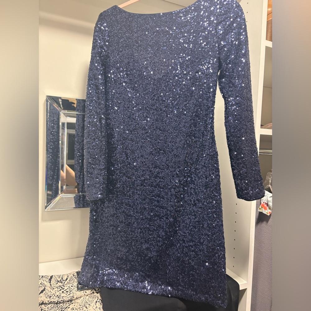 Blue Sequin Cocktail Dress